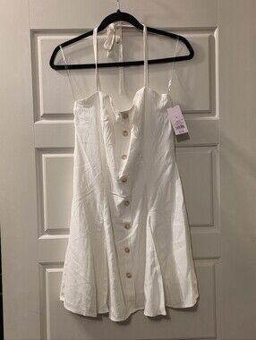 Button-Front Halter Sundress Size S In Cream